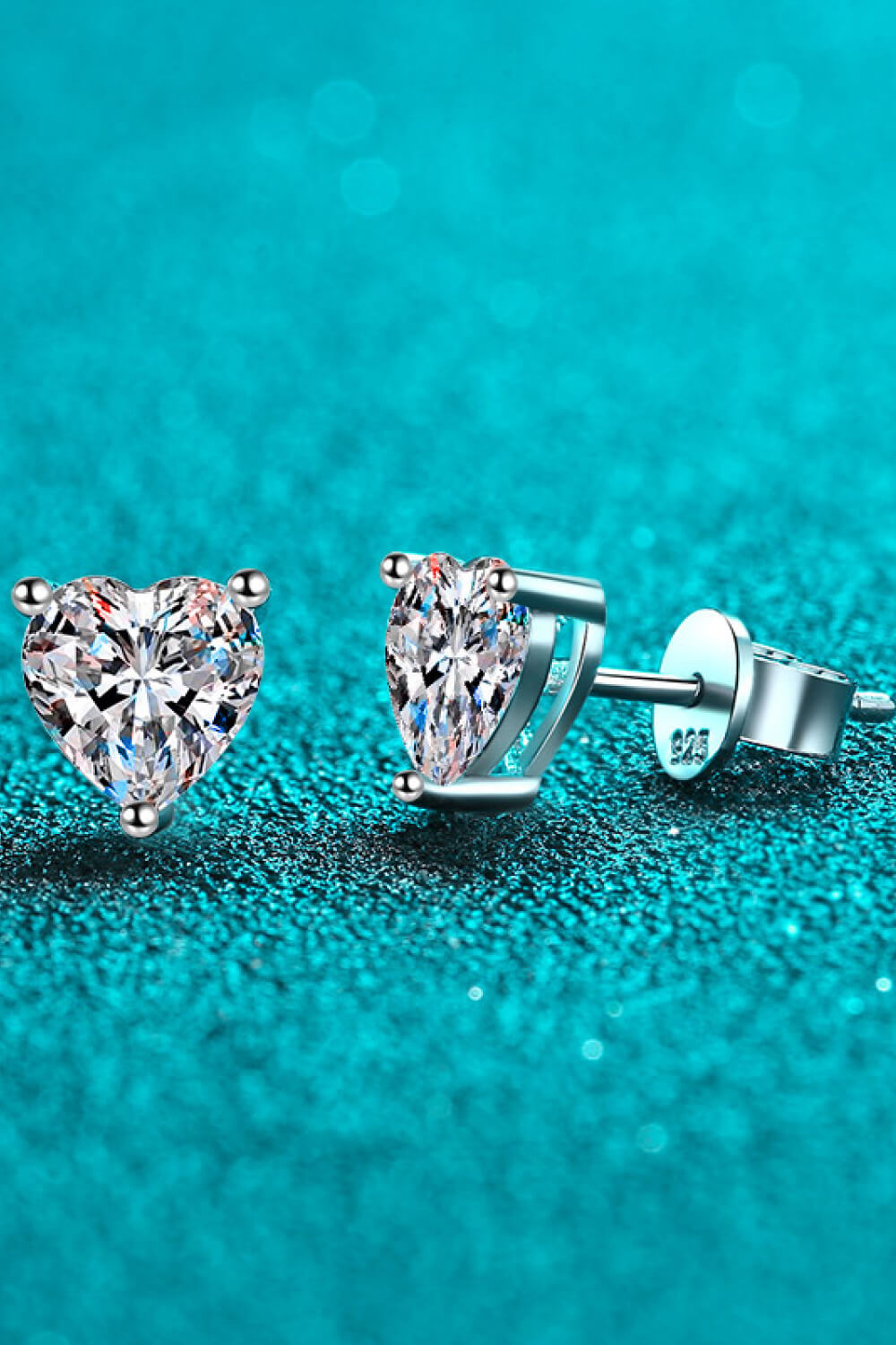 2 Carat Moissanite Heart Stud Earrings