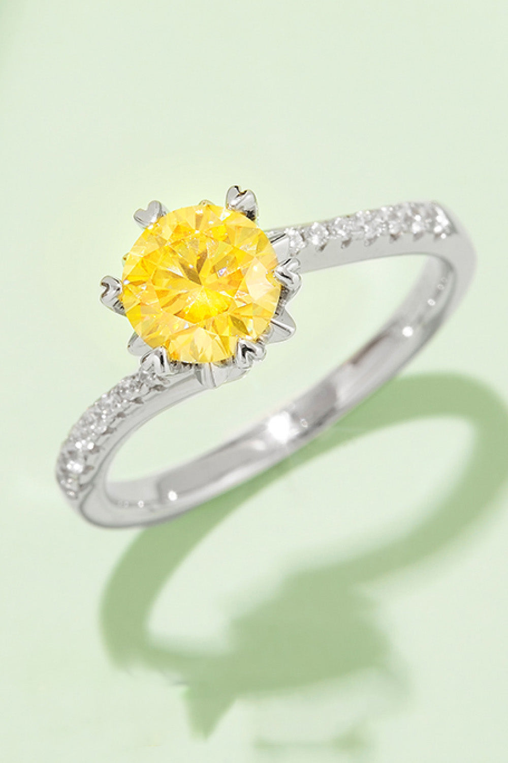 Sunny Tones 1 Carat Moissanite 925 Sterling Silver Ring
