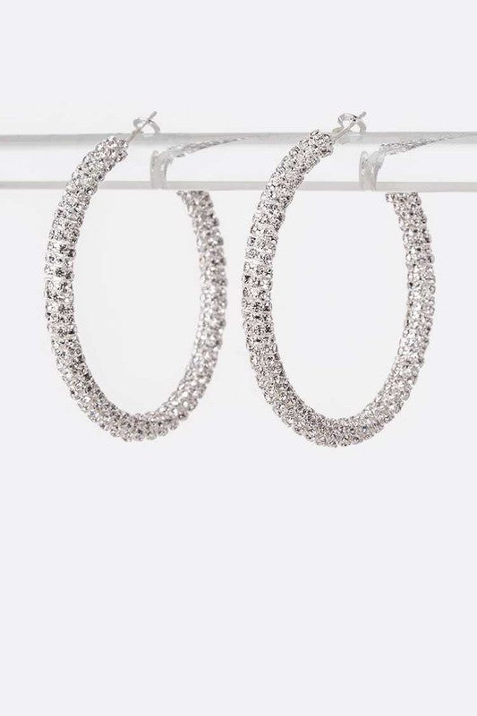Riveting Rhinestone Hoop Earrings