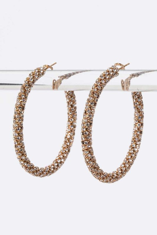 Riveting Rhinestone Hoop Earrings