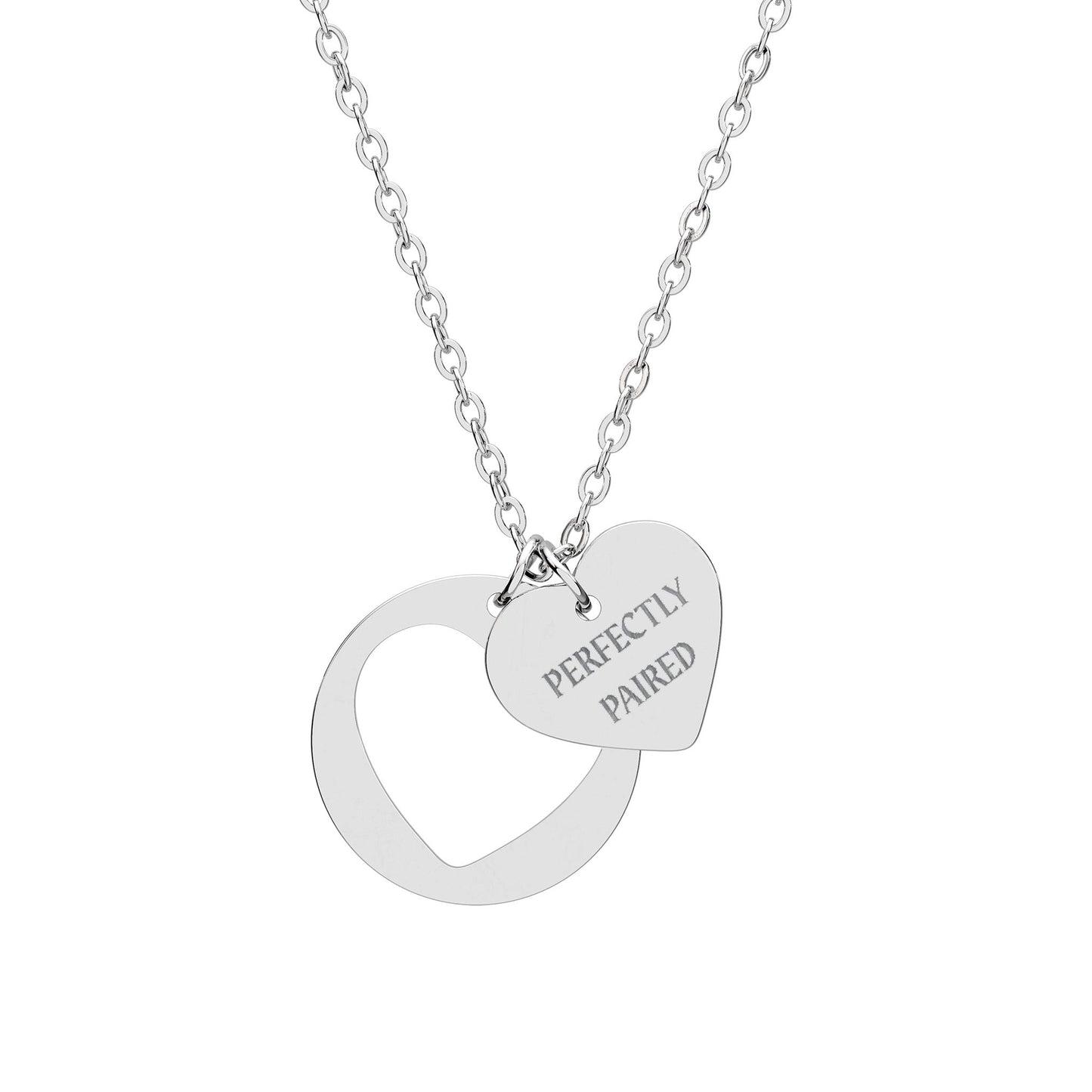 Perfectly Paired Engraved Double Heart Necklace