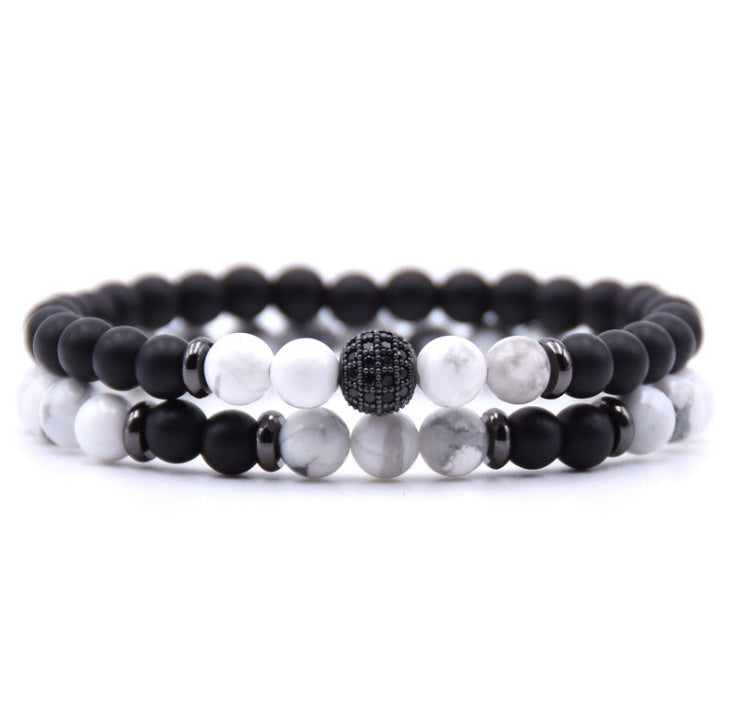 6mm Natural Stone Bracelet with Inlaid Zircon