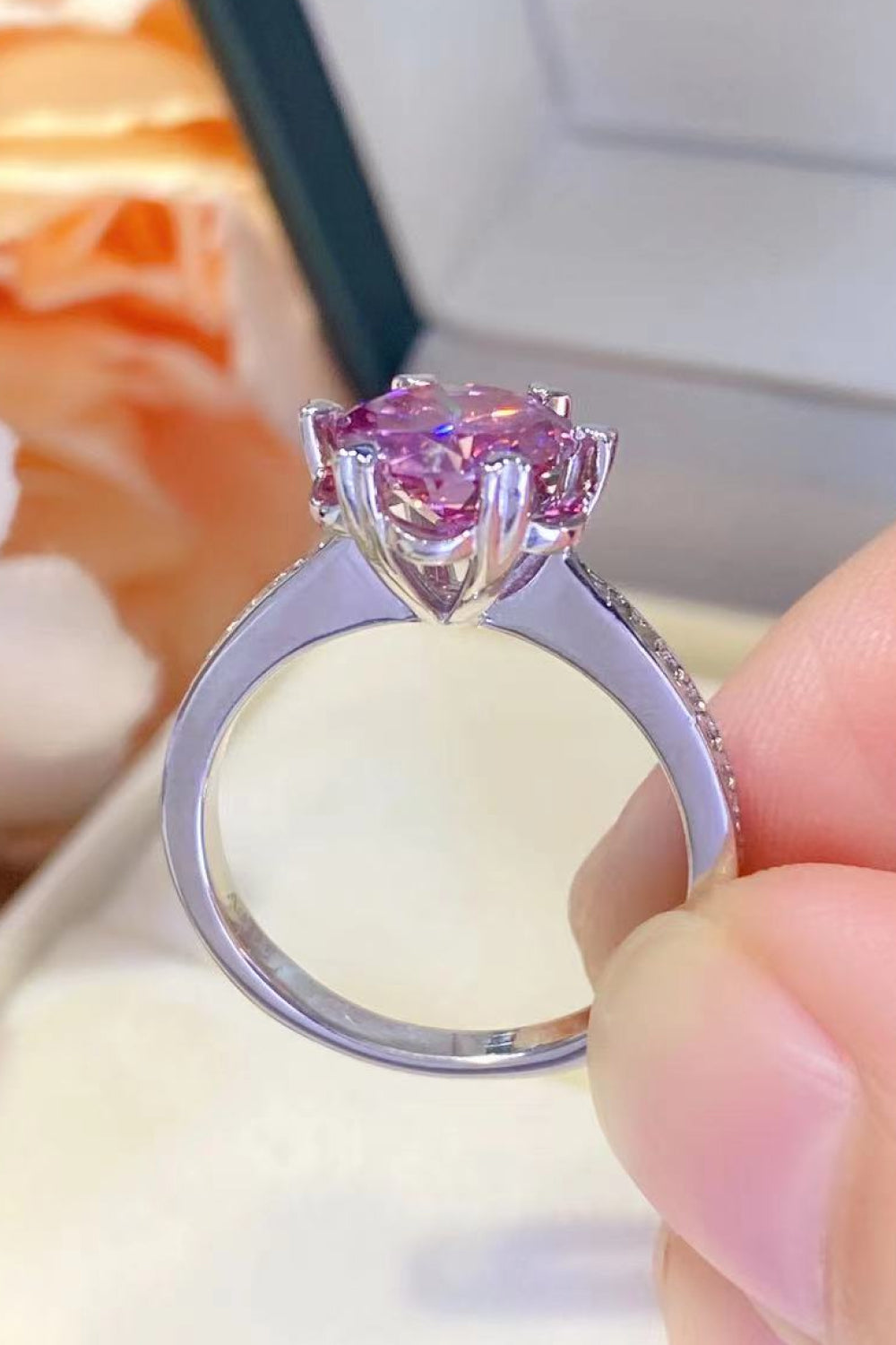 Blushing Brooke 2K Moissanite 925 Sterling Silver with Platinum Plating