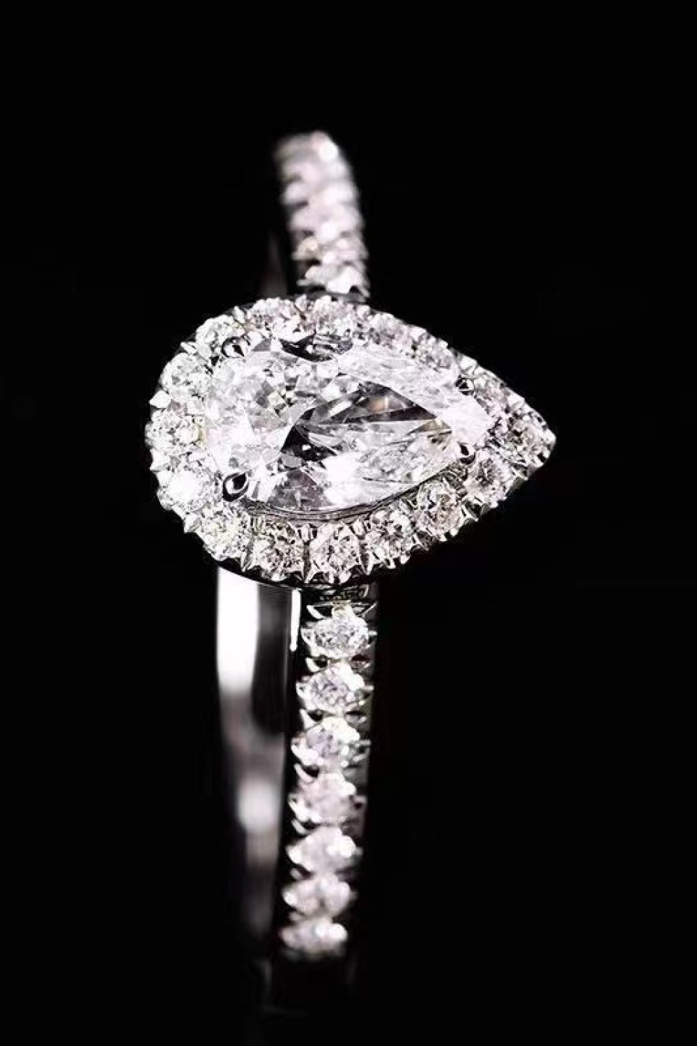 Double Carat Teardrop Moissanite Cluster Ring