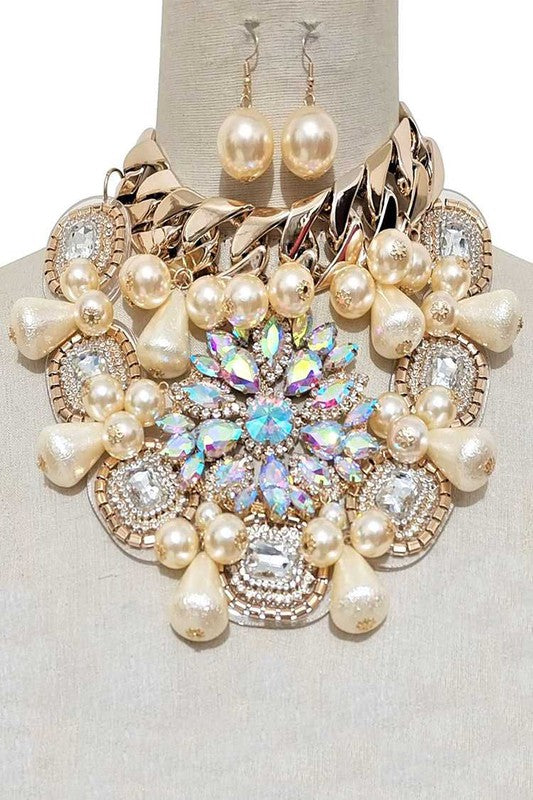 Bedazzle Fashion Statement Necklace & Earrings