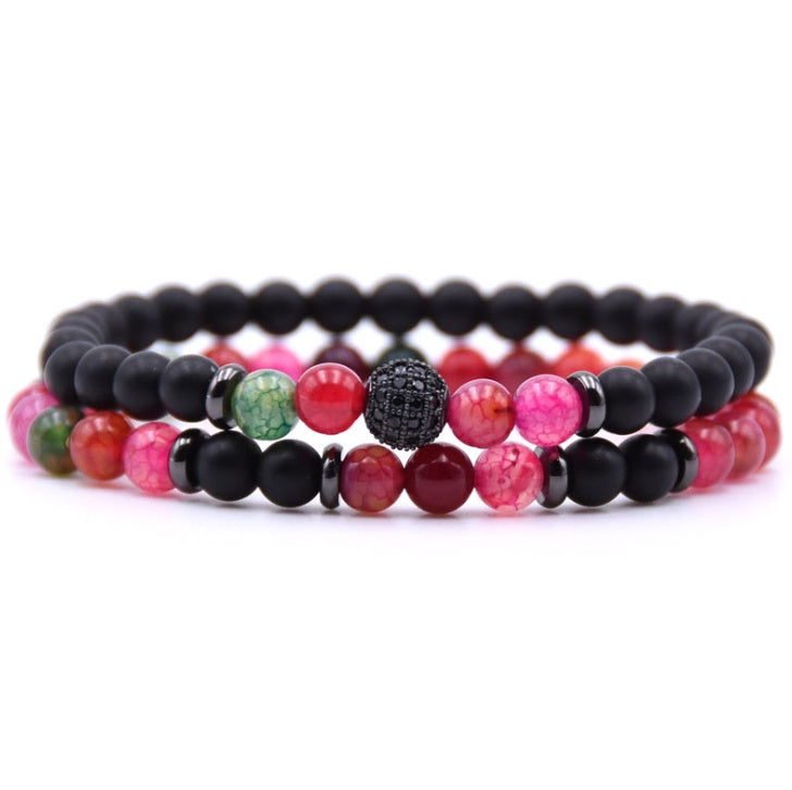 6mm Natural Stone Bracelet with Inlaid Zircon