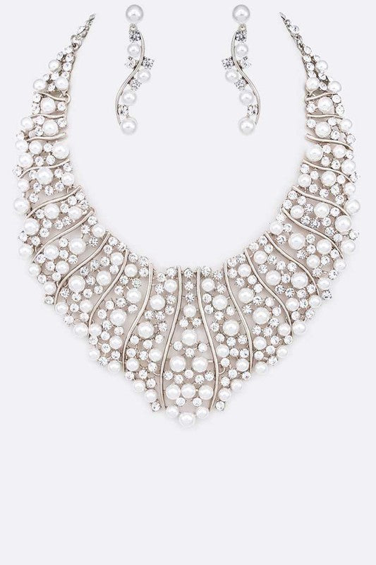 Majestic Pearl & Crystal Necklace Set