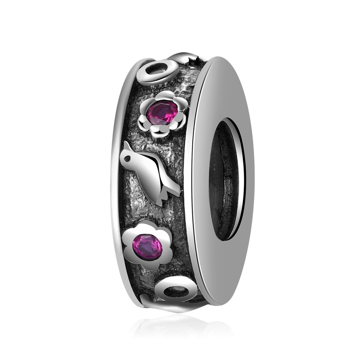 925 Sterling Silver Floral Spacer Beads with Crystals