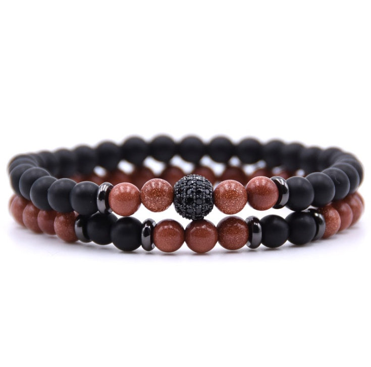 6mm Natural Stone Bracelet with Inlaid Zircon