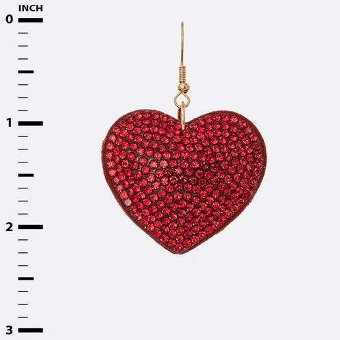 Ruby Red Crystal Heart Plush Earrings