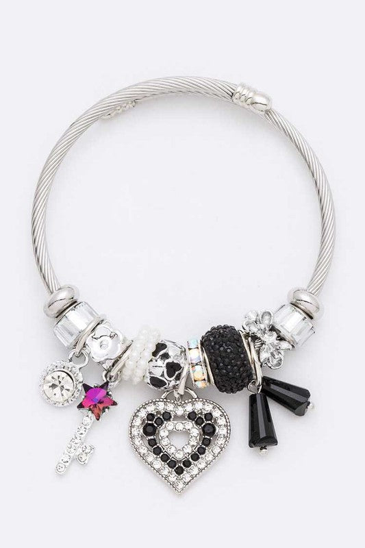 Adjustable Crystal Heart Charm Bracelet