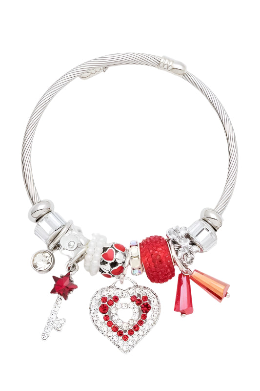 Adjustable Crystal Heart Charm Bracelet
