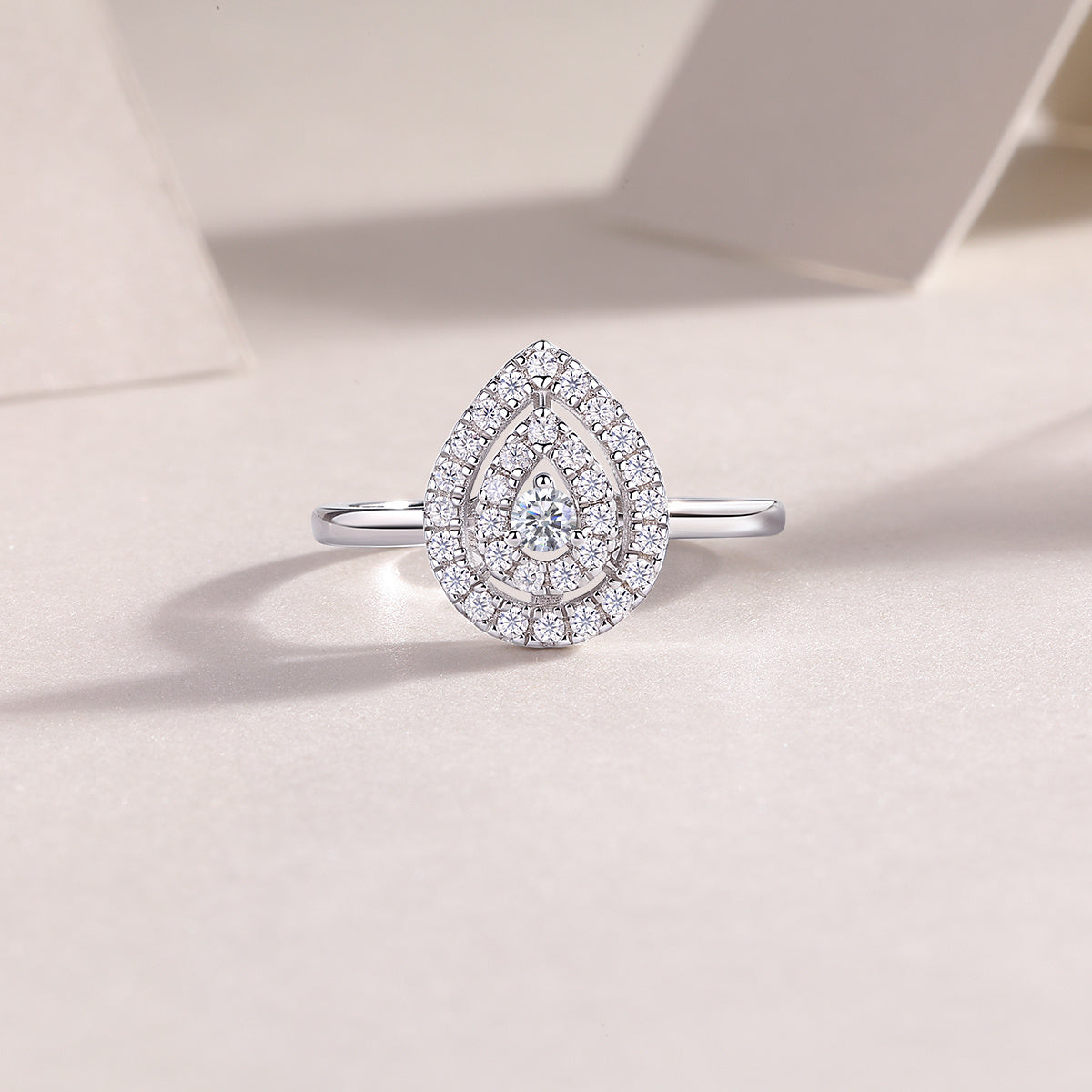 Shimmering Pear Shape Moissanite Ring