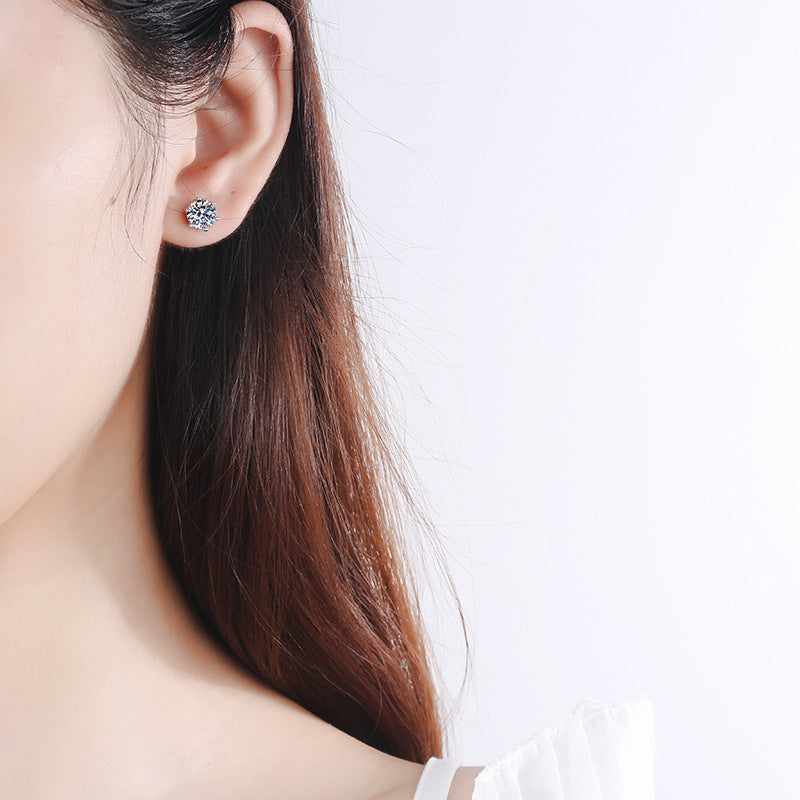 Classic Six-claw Stud Moissanite Earrings