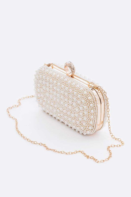 Elegant Pearl Accent Clutch