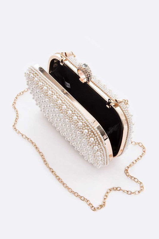 Elegant Pearl Accent Clutch
