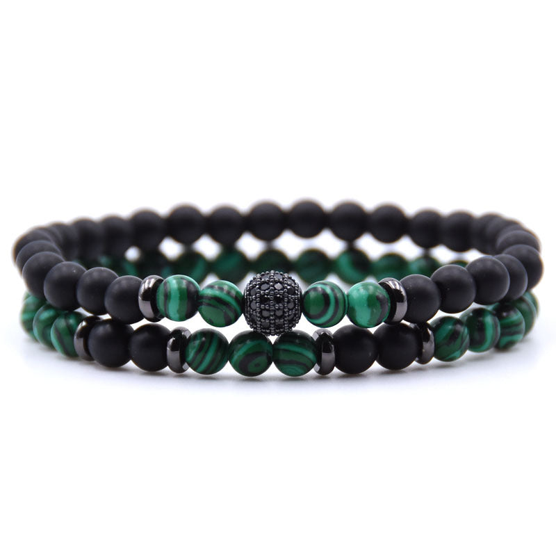 6mm Natural Stone Bracelet with Inlaid Zircon
