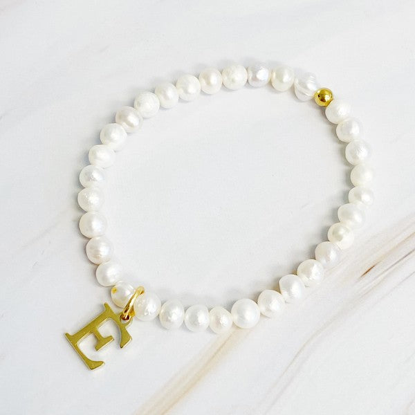 Freshwater Pearl Initial Charm Bracelet A through S