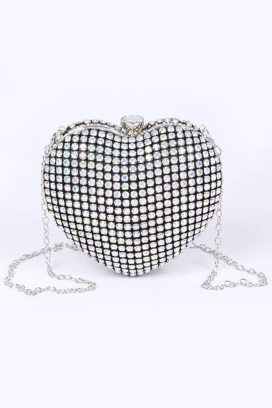 Rhinestone Romance Heart Clutch