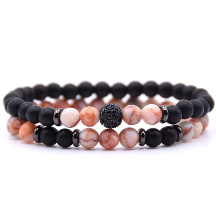 6mm Natural Stone Bracelet with Inlaid Zircon