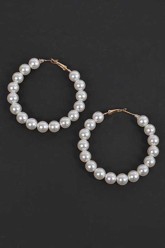 Ivory Pearl Hoop Earrings