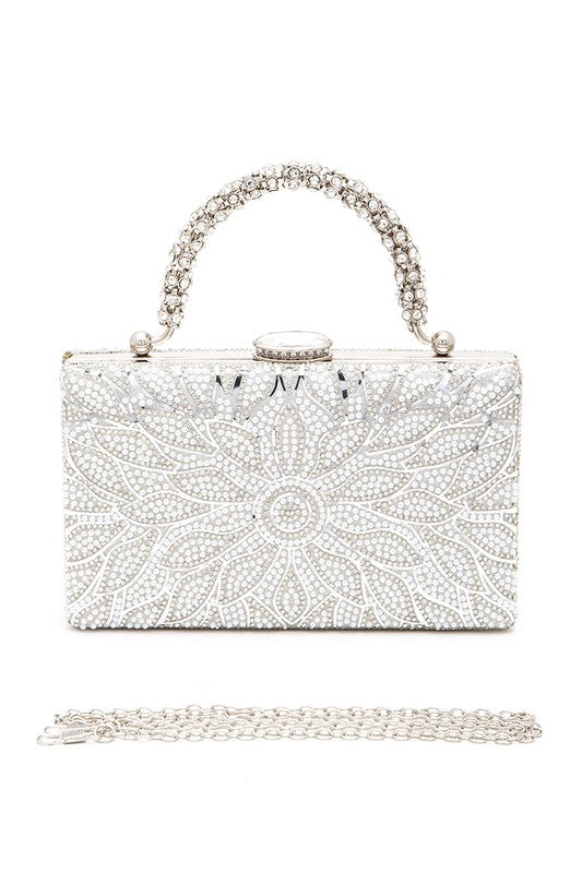 Pearl & Rhinestone Leaflet Handle Clutch