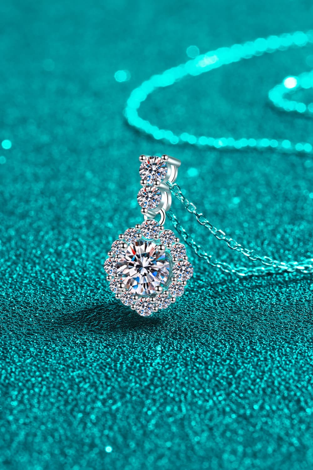 Brilliant Bloom Moissanite Pendant Silver Necklace