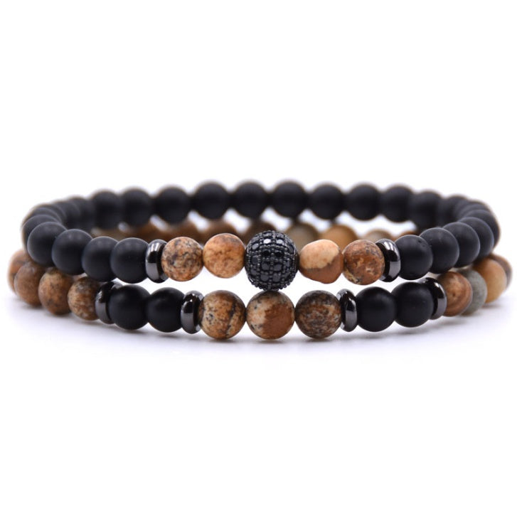 6mm Natural Stone Bracelet with Inlaid Zircon