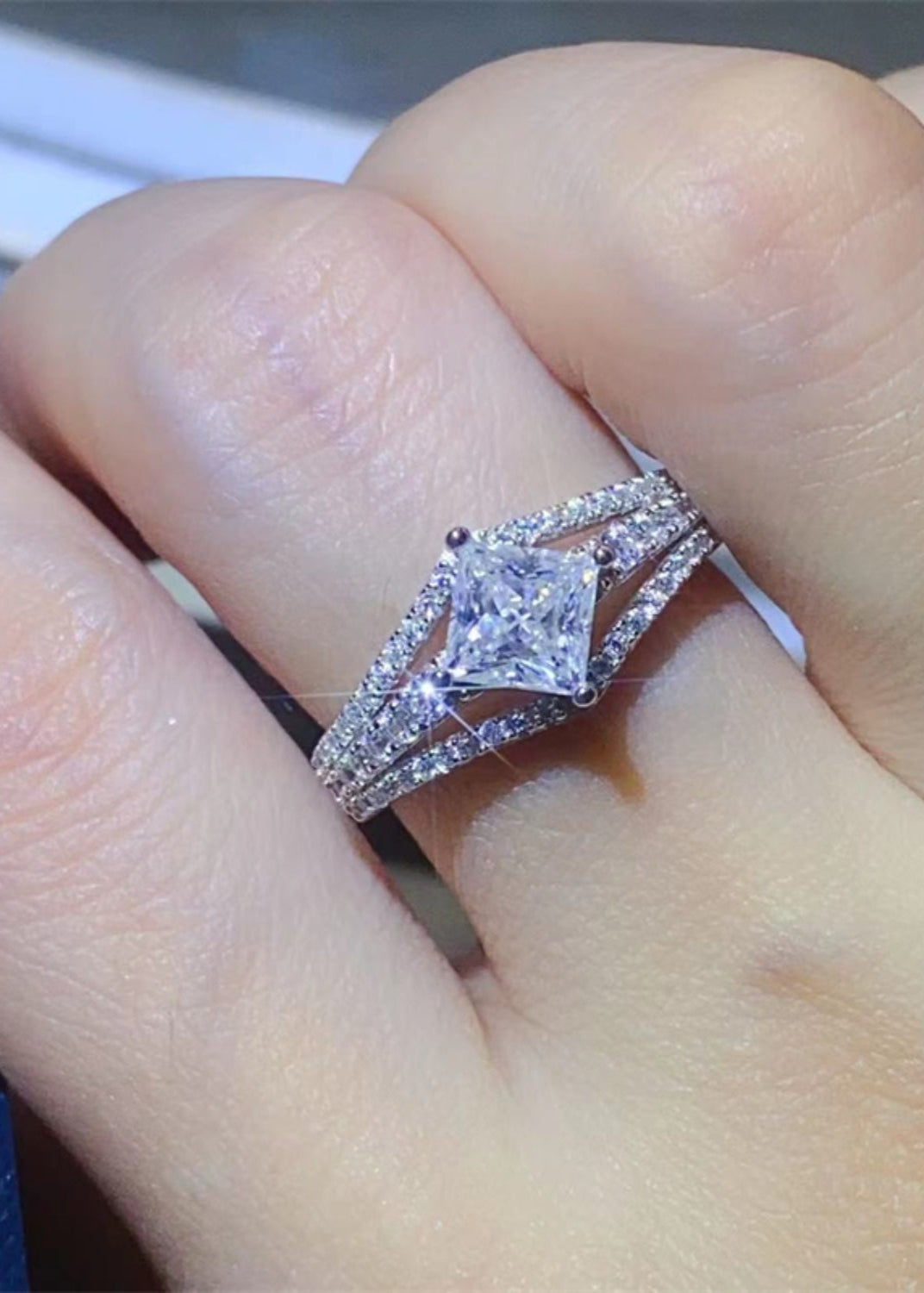 Spark of Hope Moissanite Ring in Platinum Plated 925 Sterling Silver