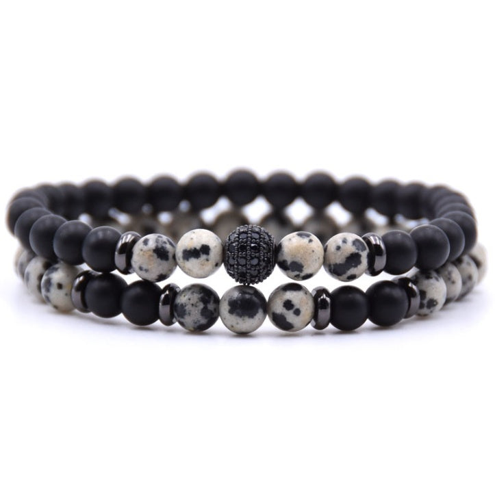 6mm Natural Stone Bracelet with Inlaid Zircon
