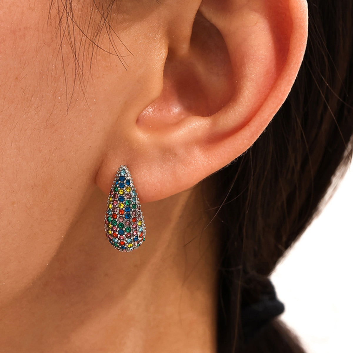 Multi Color Zircon Teardrop Earrings