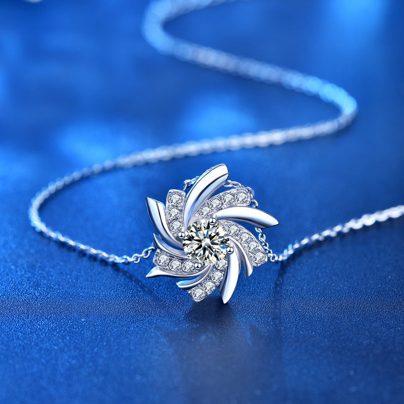 S925 Sterling Silver Pinwheel Necklace