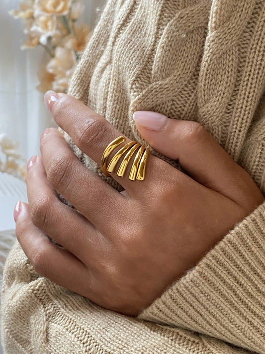 Accordion Accent Ring 18K Gold-Plated Stainless Steel