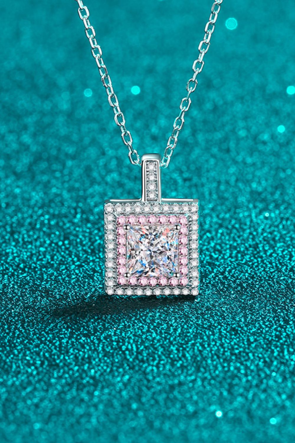 Square Peg Moissanite Pendant Necklace