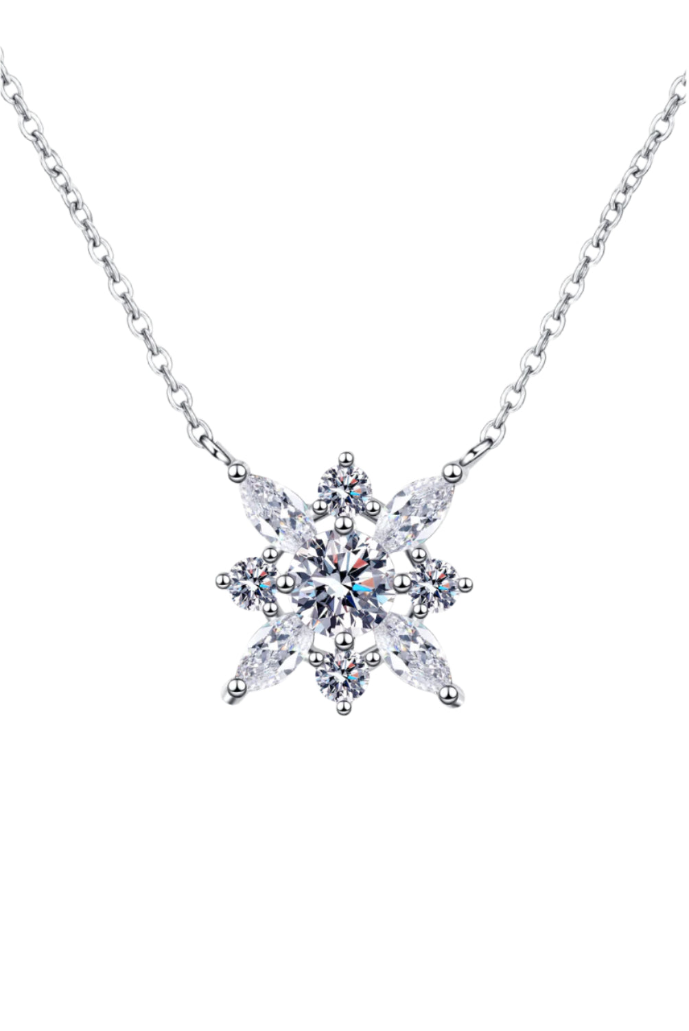 Aurora Sparkle Moissanite Necklace in 925 Sterling Silver