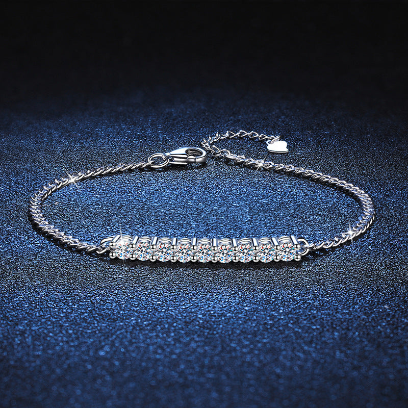 Modern Tennis Bar Bracelet S925 Moissanite