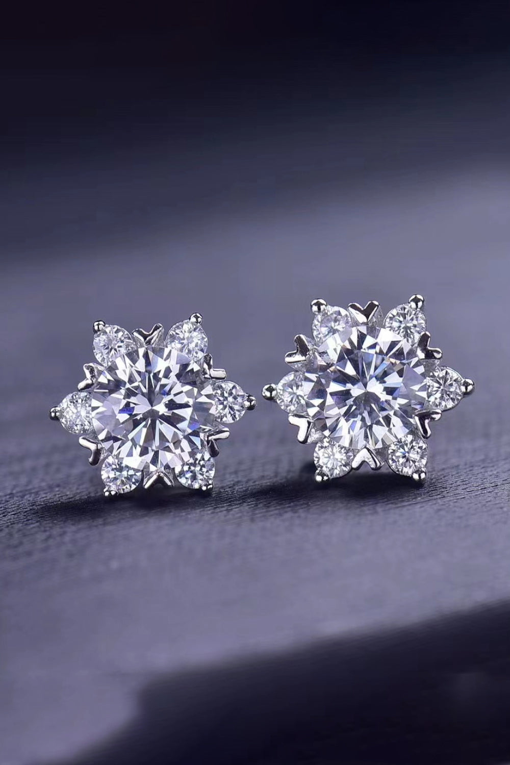 Floral Stud Moissanite Earrings