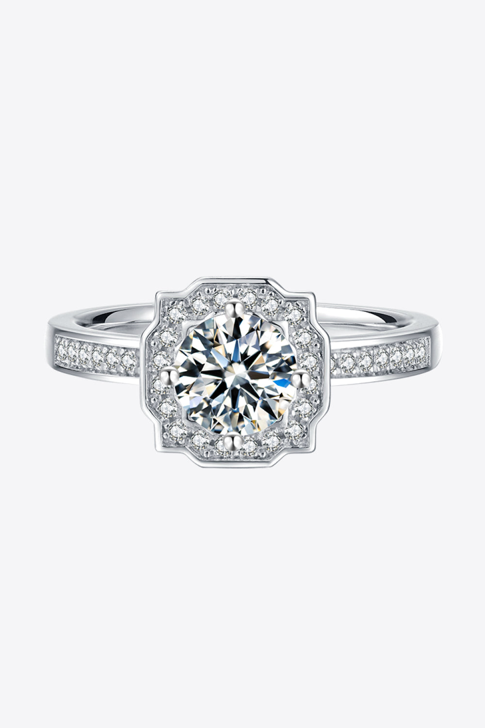 Heavenly Halo Ring 1K Moissanite in 925 Sterling Silver