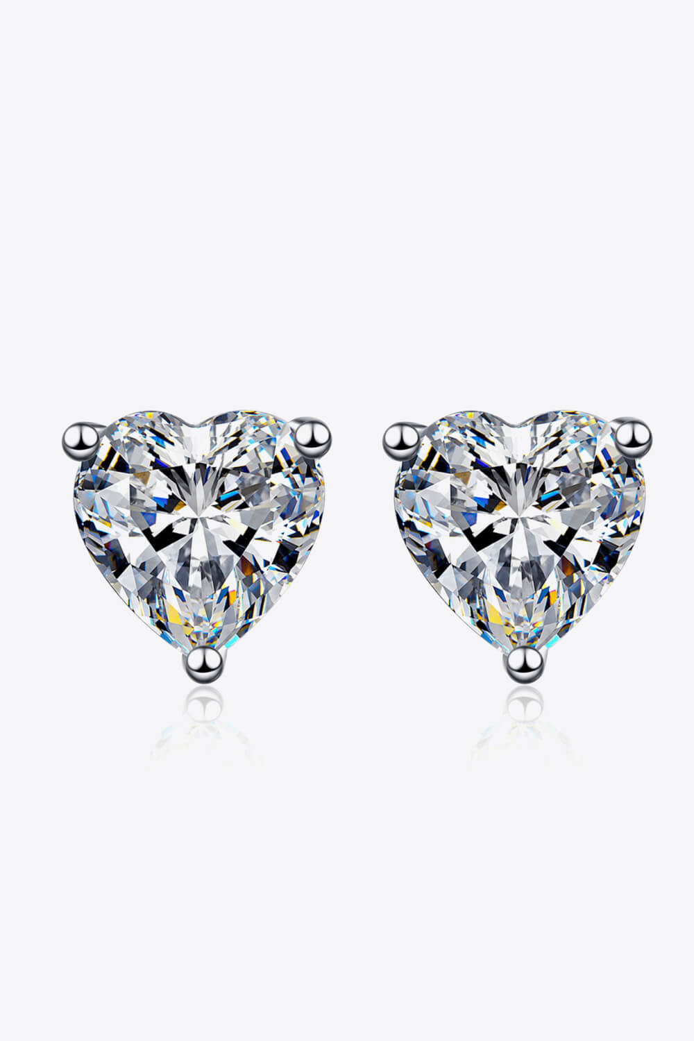 2 Carat Moissanite Heart Stud Earrings