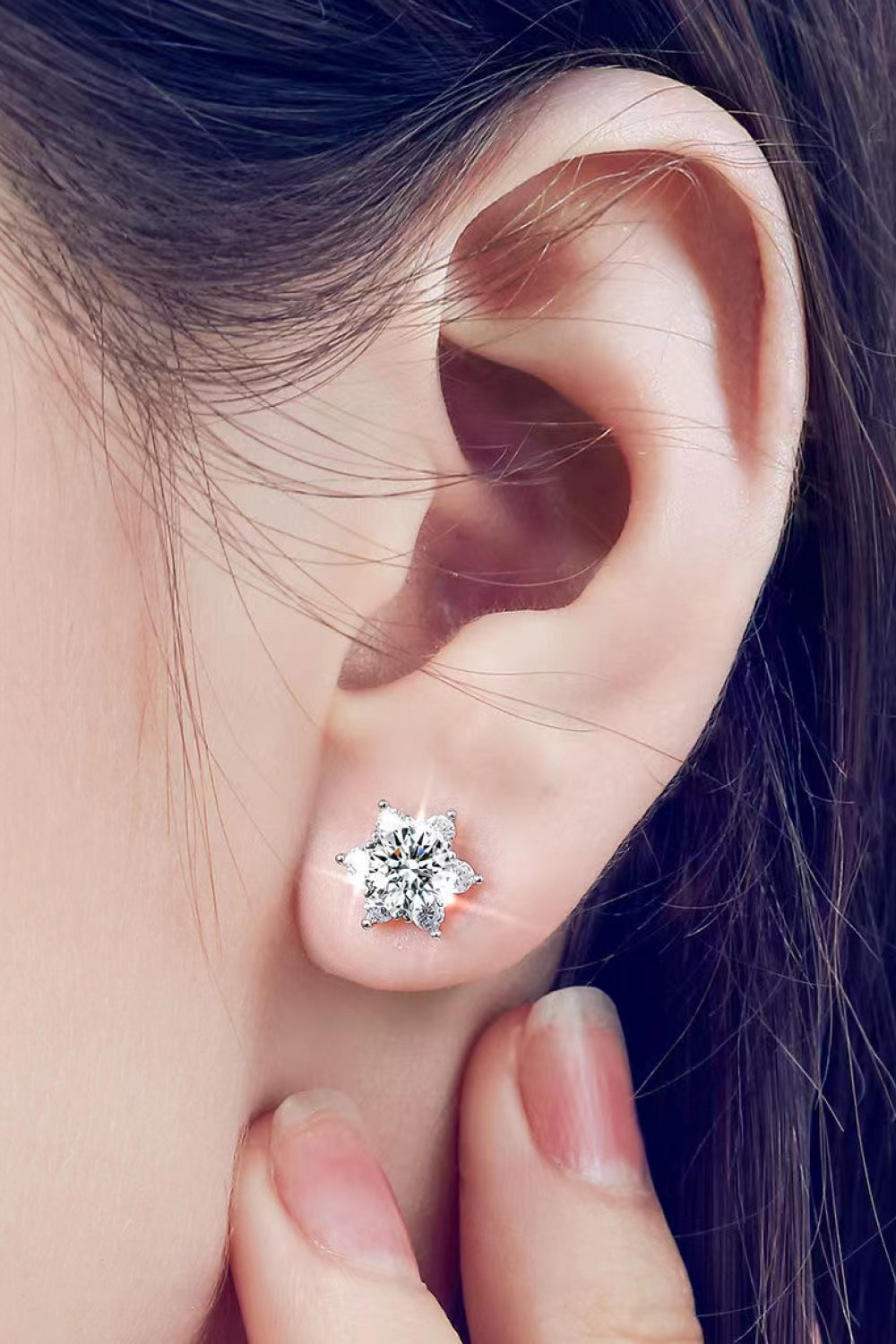 Floral Stud Moissanite Earrings