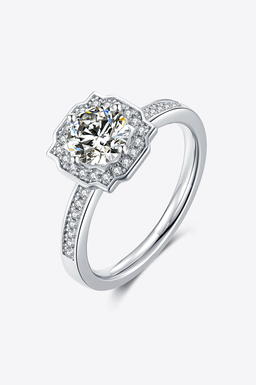 Heavenly Halo Ring 1K Moissanite in 925 Sterling Silver