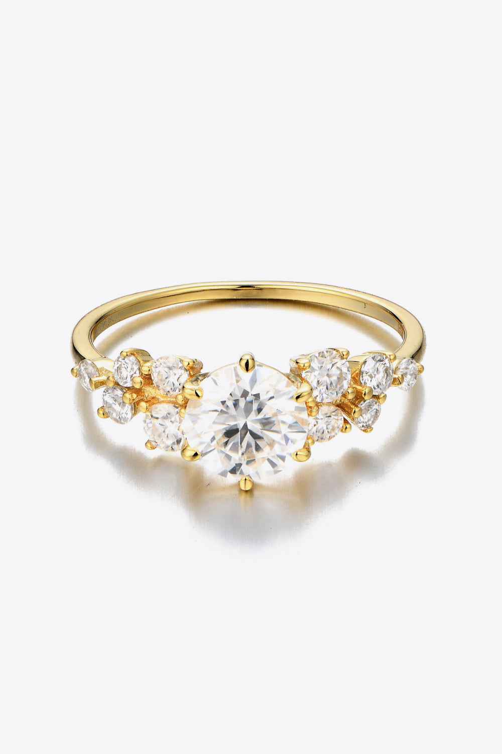 Golden Crest Moissanite Ring 925 Sterling Silver with 14K Gold Plating