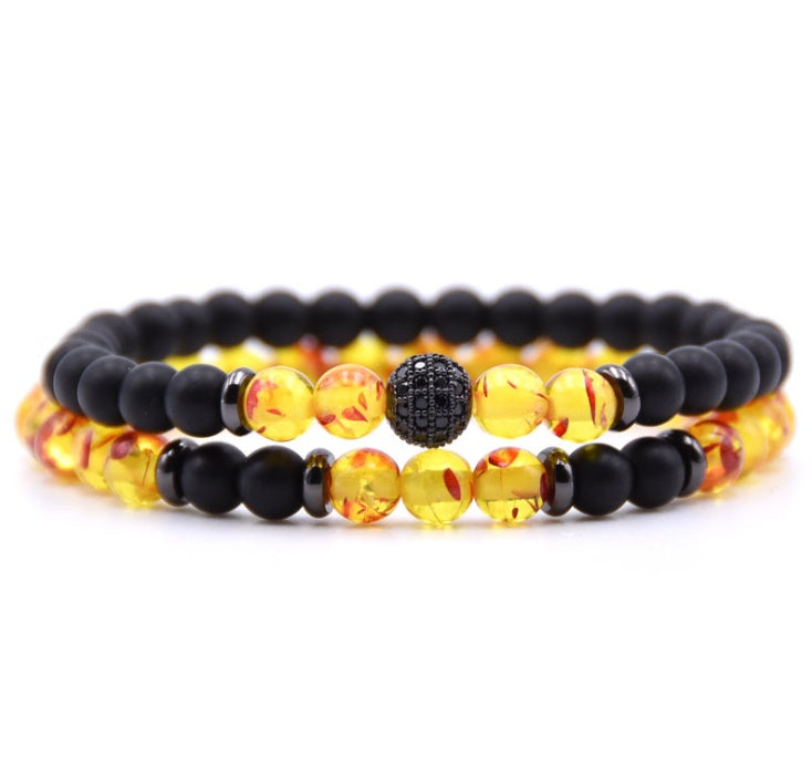 6mm Natural Stone Bracelet with Inlaid Zircon