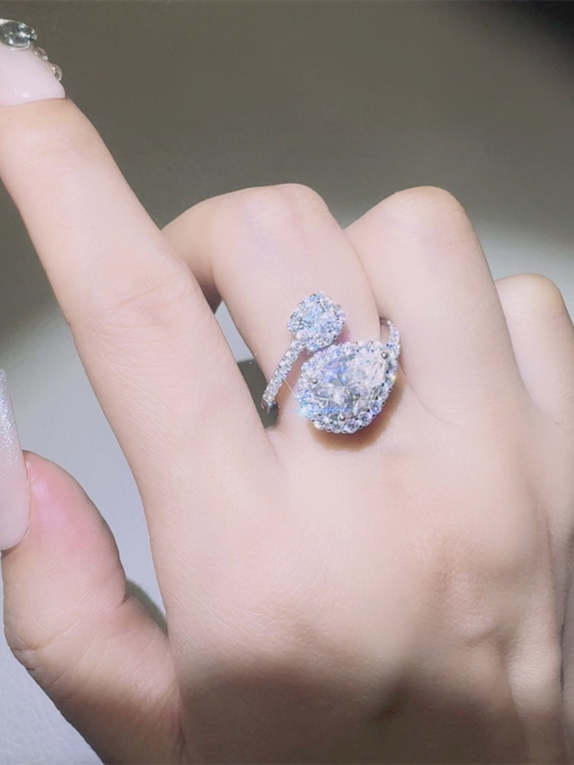 Enchanted Duo Bypass Ring in 925 Sterling Silver