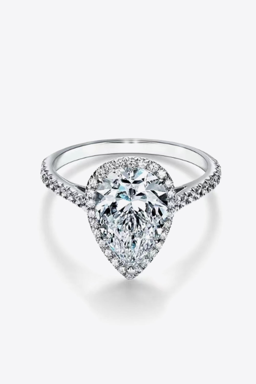 Double Carat Teardrop Moissanite Cluster Ring