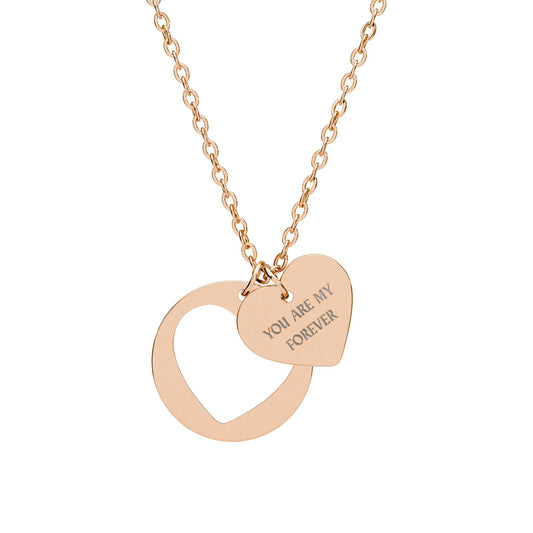 You Are My Forever Engraved Double Heart Necklace