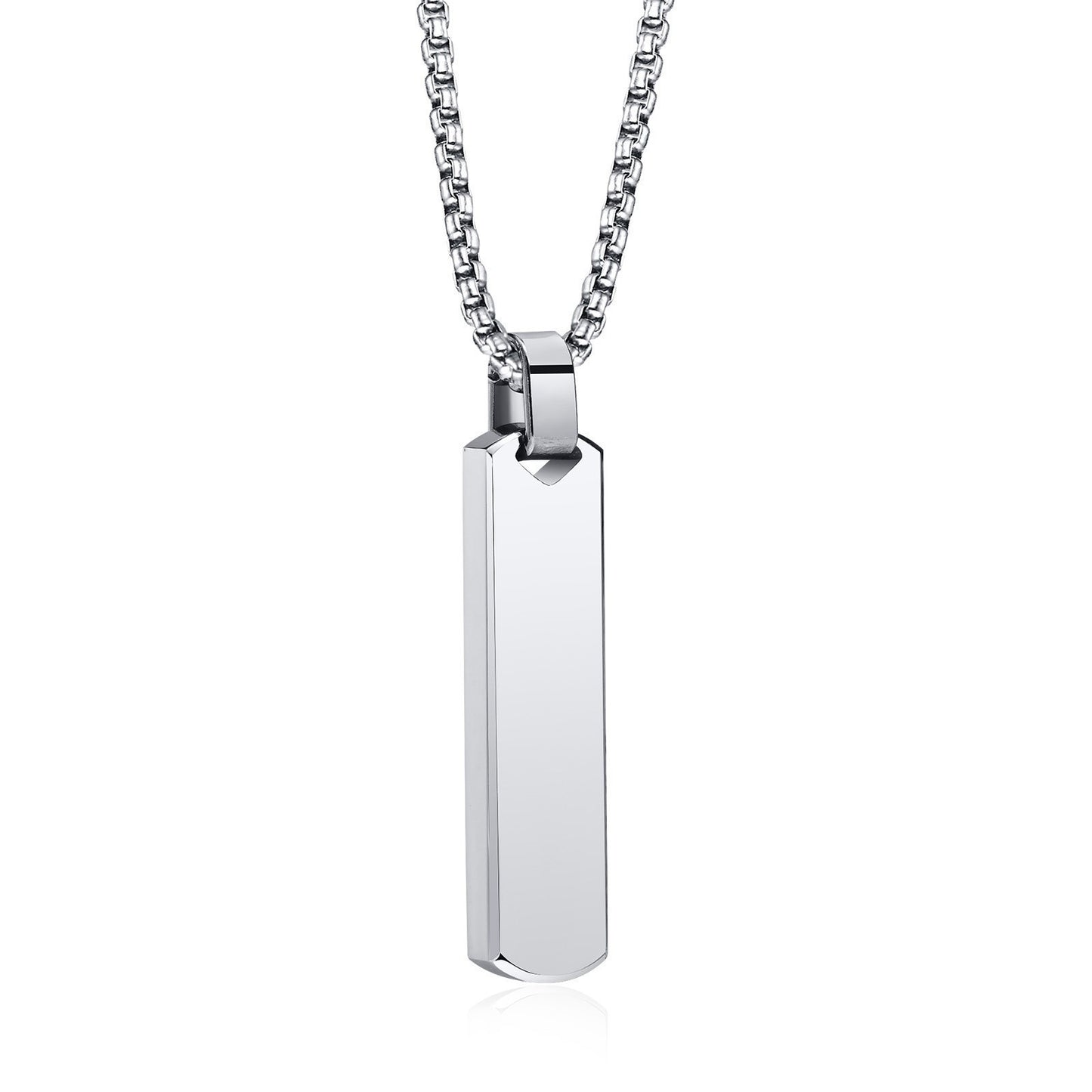 Stainless Steel 3D Rectangular Necklace