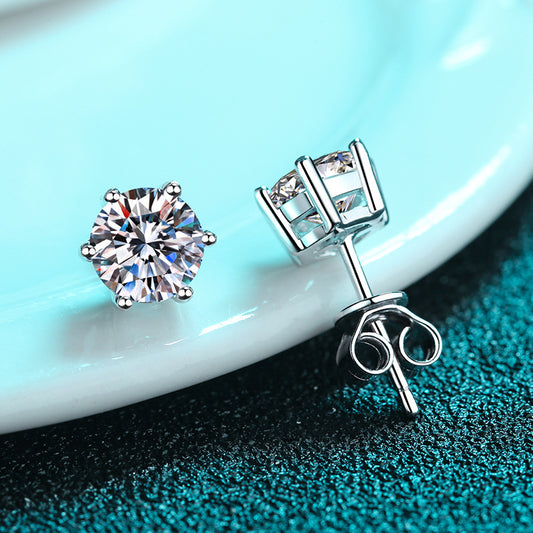 Classic Six-claw Stud Moissanite Earrings