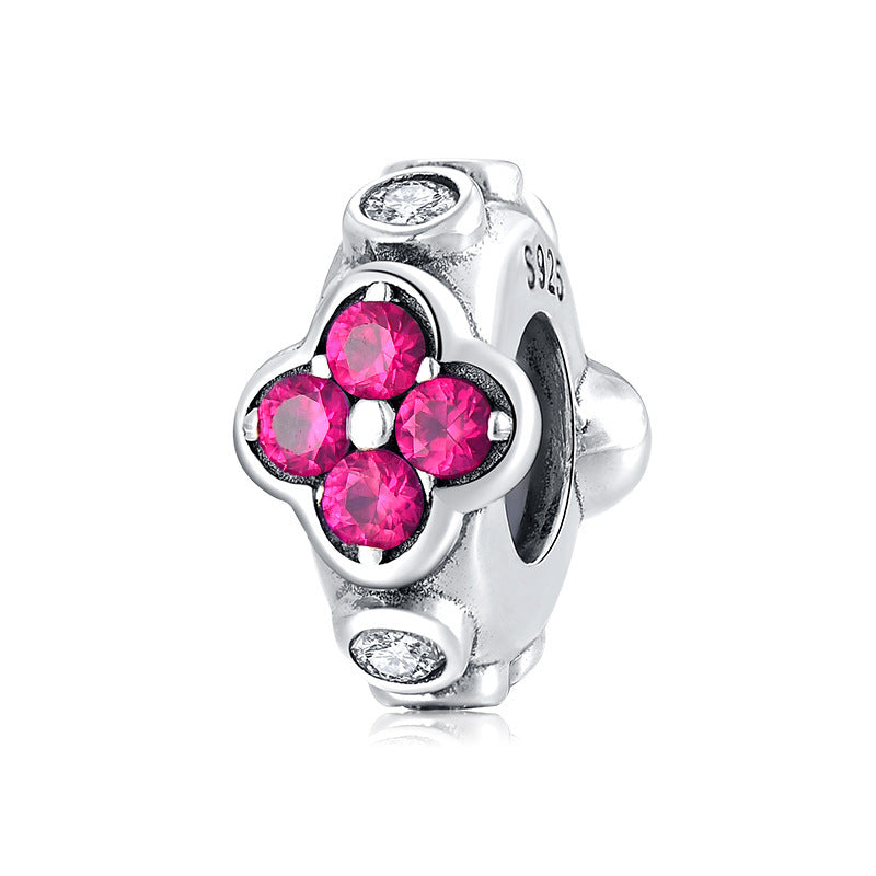 925 Sterling Silver Floral Spacer Beads with Crystals