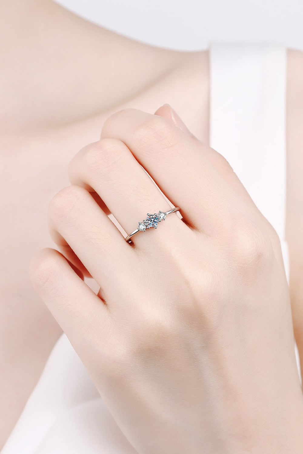 Moissanite Promise Ring in 925 Sterling Silver